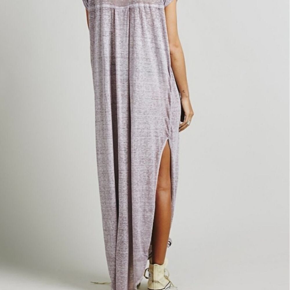 Free People Keep Me Tee Dress Burnout Slit Gray XS - Picture 2 of 6